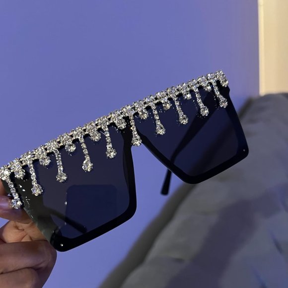 Crystal tassels sparkling sunglasses